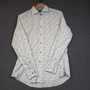 Marcello Sport Button Down Mens XL White Multi Color Geometric Circle Print